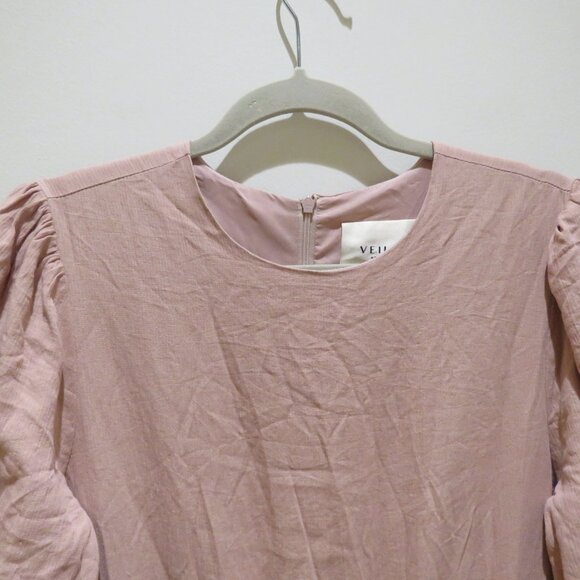 VEILED NEW YORK Balloon Sleeve Maxi Modest Dress Blush Medium Tall Wedding Abaya - Picture 8 of 15